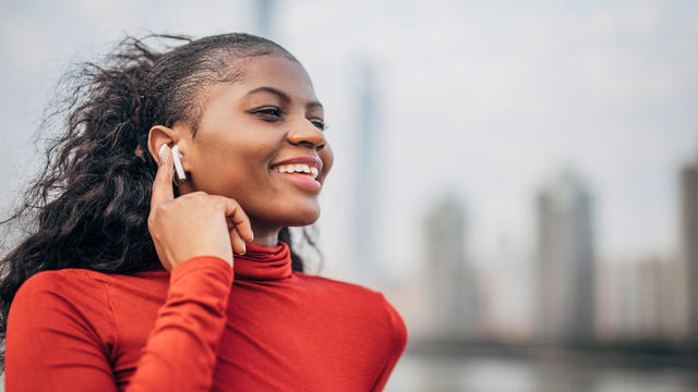 Woman wearing Apple AirPods 