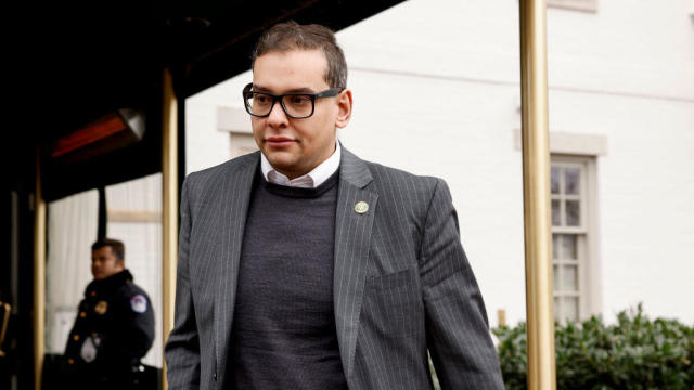 Rep. George Santos leaves a GOP caucus meeting on Capitol Hill on Jan. 25, 2023, in Washington, D.C. 