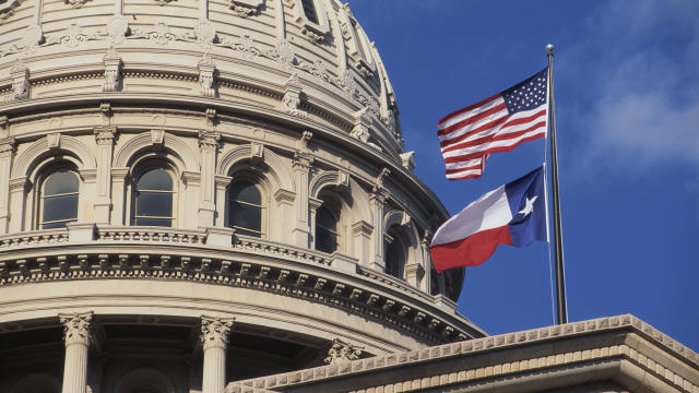 Texas State Capitol Dome and Flags 